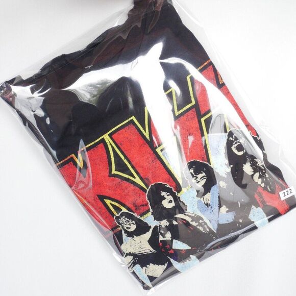 KISS Men T-Shirt Size L Style World Tour 77 Print Licensed Retro Black - Picture 9 of 9